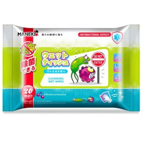 Салфетки влажные Maneki, очищающие, с антибактериальным эффектом, 20 шт