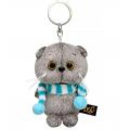 Budi Basa Мягкая Игрушка Брелок Кот Басик в полосатом шарфе (12см) ABB-087