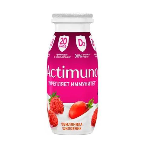 БЗМЖ Продукт кисломолоч Актимуно Земляника-Шиповник 1,5% 95г