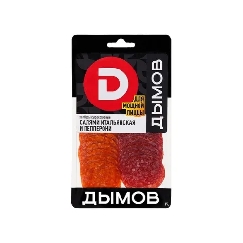 Колбаса Пепперони+Салями Итальянская с/к 90гр нарезка Дымов