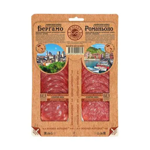 Колбаса Мясная история Бергамо/Романьоло с/к нарезка 100г