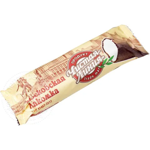 Мороженое пломбир ванильный в шоколадной глазури Лакомка Московская Чистая Линия 80г