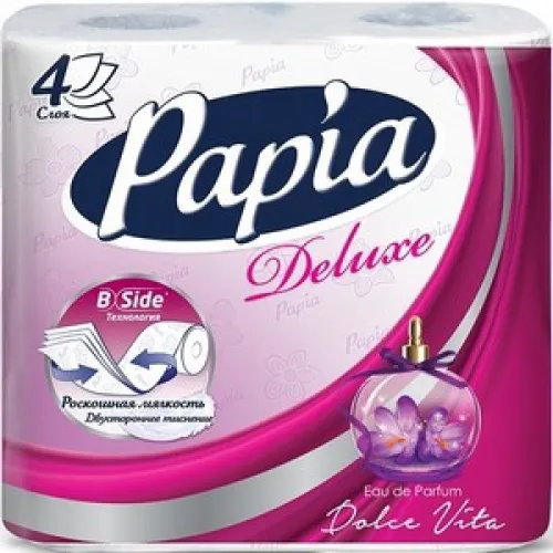 Бумага туалетная Papia Deluxe Dolce Vita белая четырехслойная 4шт