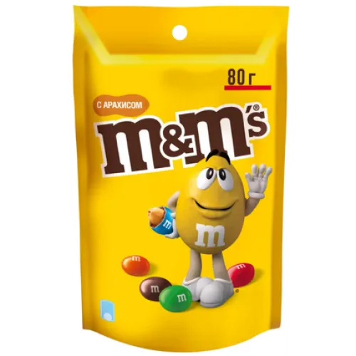 Конфеты M&amp;M's драже с арахисом и молочным шоколадом, 80г