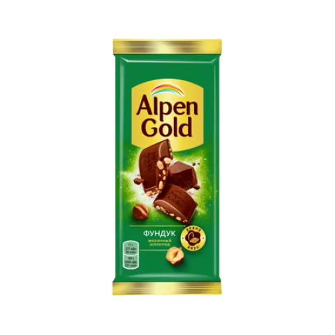 Шоколад Альпен Гольд молочный с фундуком 80г