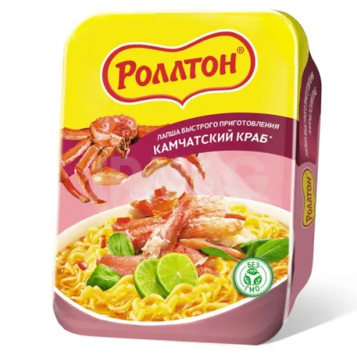 Лапша Роллтон яичная со вкусом камчатского краба 90 г лоток