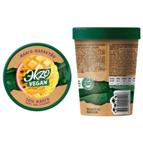 БЗМЖ Мороженое Экзо Веган манго-маракуйя десерт пинта 270г