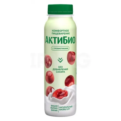 Йогурт питьевой Актибио яблоко-вишня-финик без сахара 1.5% (260 г)