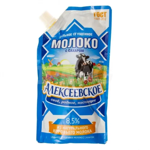 Молоко сгущенное Алексеевское Цельное с сахаром 8,5% (270 г)