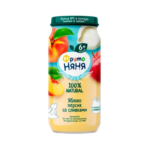 Пюре ФрутоНяня яблоко-персик со сливками с 6 месяцев 250 гр