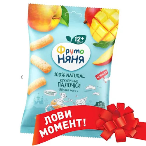Палочки кукурузные ФрутоНяня яблоко, манго, 20г