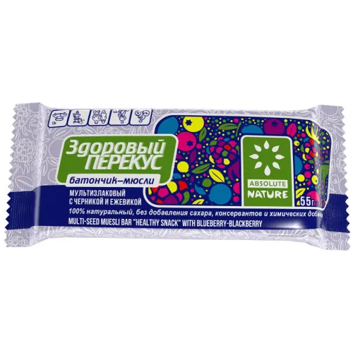 Батончик-мюсли Здоровый Перекус с черникой и ежевикой 55г