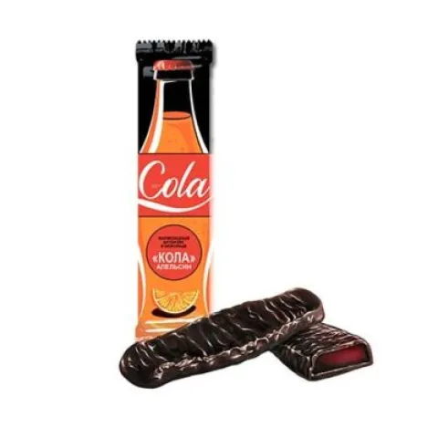 Батончик мармеладный Cola в шоколаде Кола/апельсин 22г