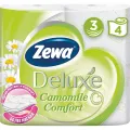 Туалетная бумага Zewa Deluxe Camomile (РОМАШКА) 1х4 рул. Россия уменьш.