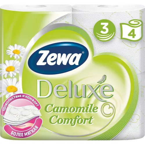 Туалетная бумага Zewa Deluxe Camomile (РОМАШКА) 1х4 рул. Россия