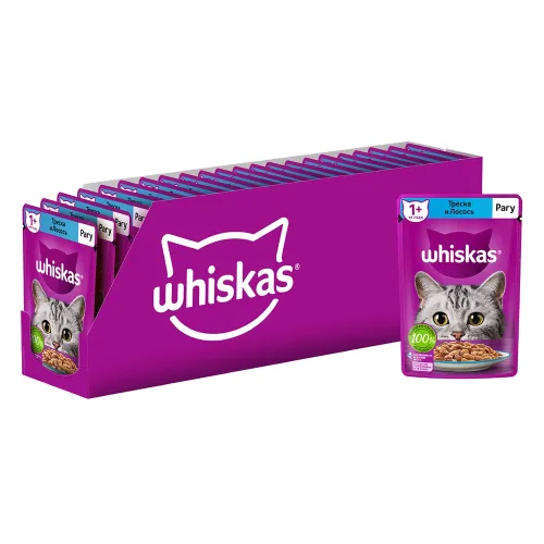 Рагу 75г пауч с треской и лососем Марс Россия WHISKAS