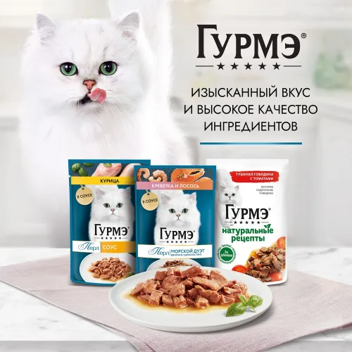 Консерва для кошек Гурмэ Перл 75г пауч курица в соусе ООО Нестле Россия Gourmet