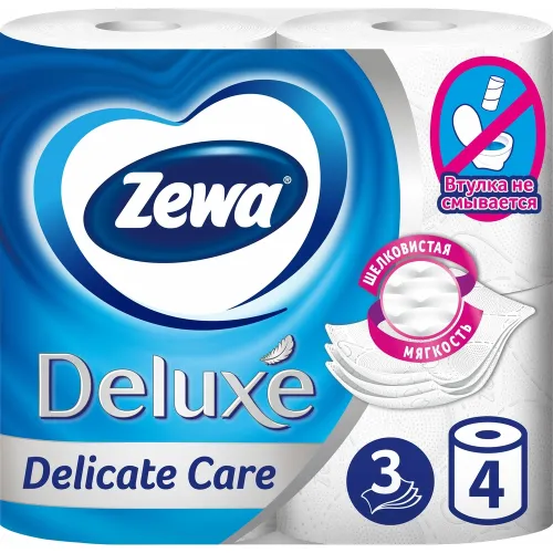 Туалетная бумага Туалетная бумага Zewa Deluxe без аромата 1х4 рул Россия