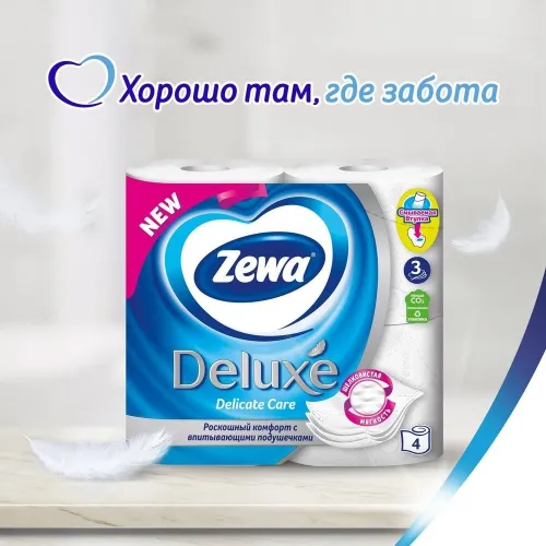 Туалетная бумага Туалетная бумага Zewa Deluxe без аромата 1х4 рул Россия