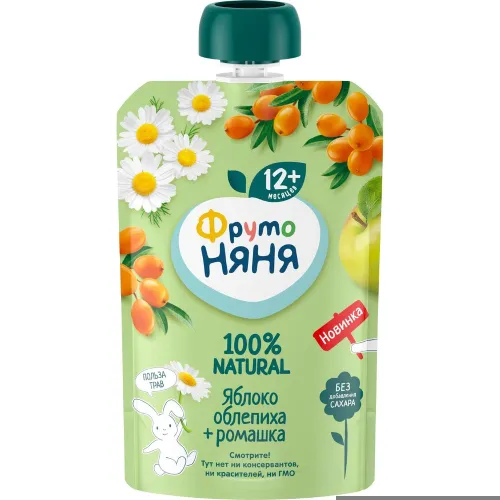 Пюре ФрутоНяня яблоко, облепиха, ромашка 90г АО Прогресс Россия