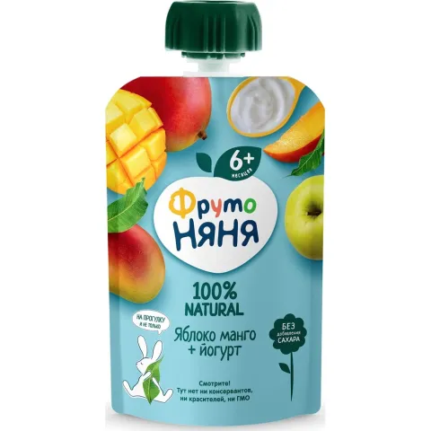 Пюре из яблок и манго с йогуртом для питания ФрутоНяня 90 г