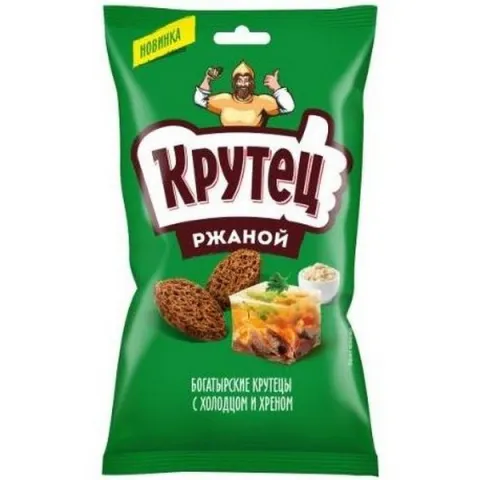 Сухарики Ржаной КРУТЕЦ со вкусом холодца с хреном 16*100г