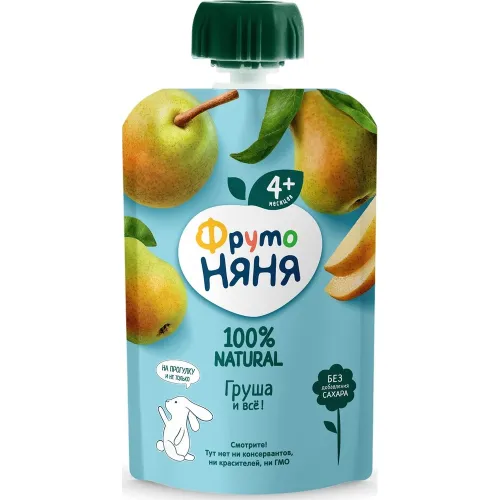 Пюре для дет/пит ФрутоНяня 90г дой-пак грушевое натуральное ФрутоНяня Россия