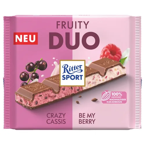 Шоколад молочный DUO Смородина, малина 220г Alfred Ritter Gmbh Co.KG Германия Ritter Sport