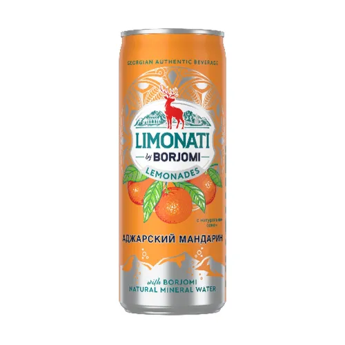 Напиток б/алк LIMONATI by Borjomi 330мл ж/б Аджарский мандарин IDS Borjomi Georgia Грузия