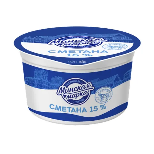 Сметана 15% 180г пл/ст ММЗ N1 Беларусь Минская марка