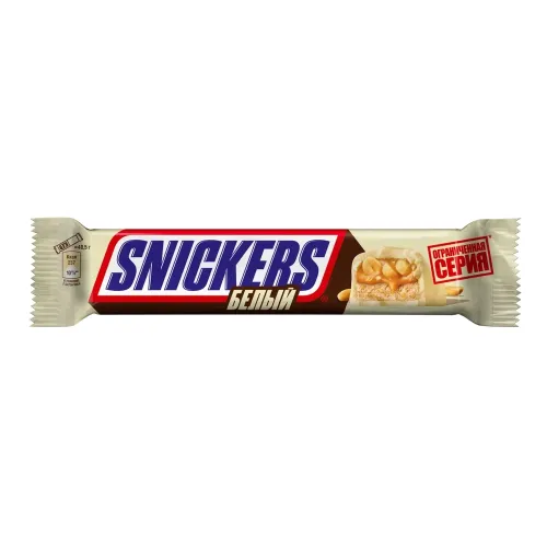 Шоколадный батончик Snickers Белый 81г Россия Марс