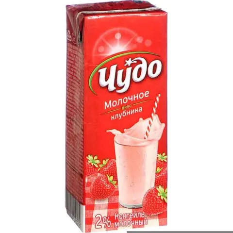 БЗМЖ Молоко аром Чудо клубника 2% 02л