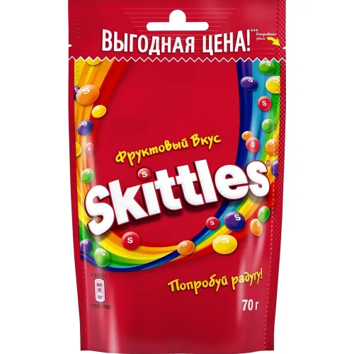 Драже Skittles 70г фруктовый вкус Марс Россия SKITTLES
