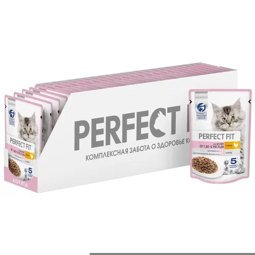 Корм для котят от 1 до 12мес. 75г пауч курица в соусе Марс Россия PERFECT FIT