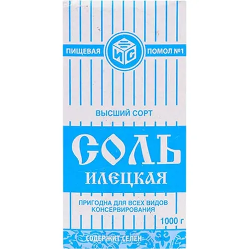 Соль пищевая Илецкая (карт/кор) высший сорт 1кг Россия