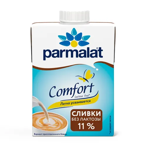 Сливки питьевые безлактозные ультрапастеризованные 11% 500мл тетра-пак АО Белгородский МК Россия Parmalat
