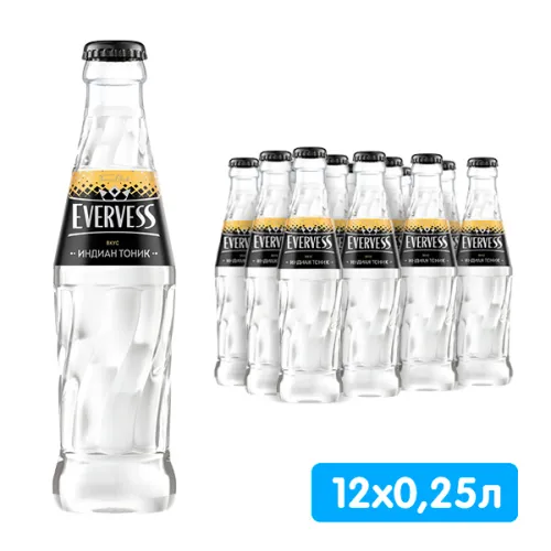 Напиток Evervess / Эвервес Индиан Тоник 0.25 литра, сильногазированный, стекло, 12 шт. в уп.
