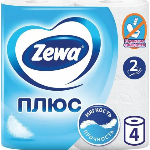 Бумага туал Зева плюс белая 2 сл 4 рул