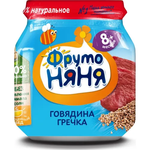 Пюре для д/п ФрутоНяня 100г говядина с гречкой и морковью ФрутоНяня Россия