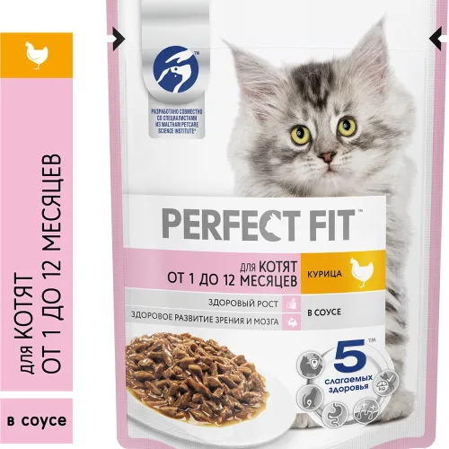 Корм для котят от 1 до 12мес. 75г пауч курица в соусе Марс Россия PERFECT FIT