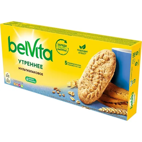 Печенье Belvita Утреннее 225г со злаковыми хлопьями Россия