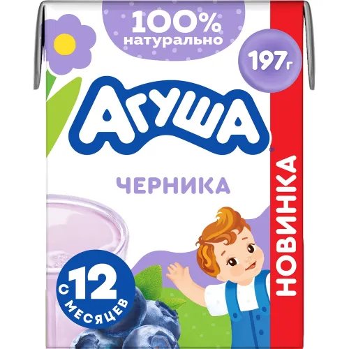 Коктейль Агуша молочный с черникой 197г АО Вимм-Билль-Данн Россия Агуша