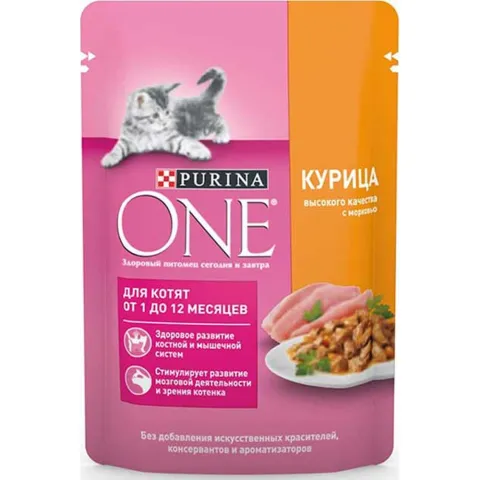 Корм д/котят Пурина Уан курица с морковью 75г