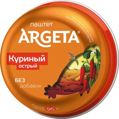 Паштет Аргета куриный острый 95г ж/б