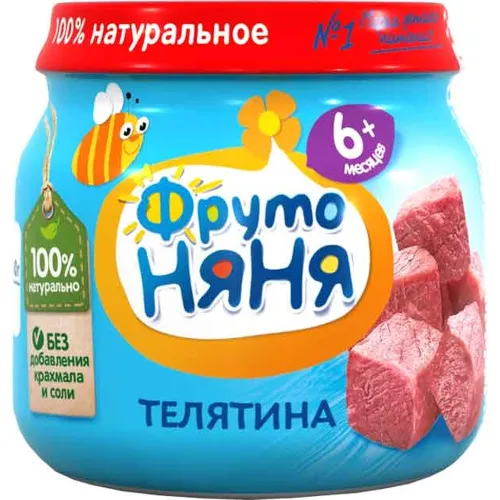 Пюре ФрутоНяня 80г ст/б из телятины для дет/пит. ФрутоНяня Россия