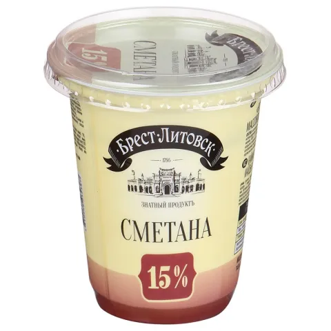 БЗМЖ Сметана Брест-Литовск 15% стак.300г