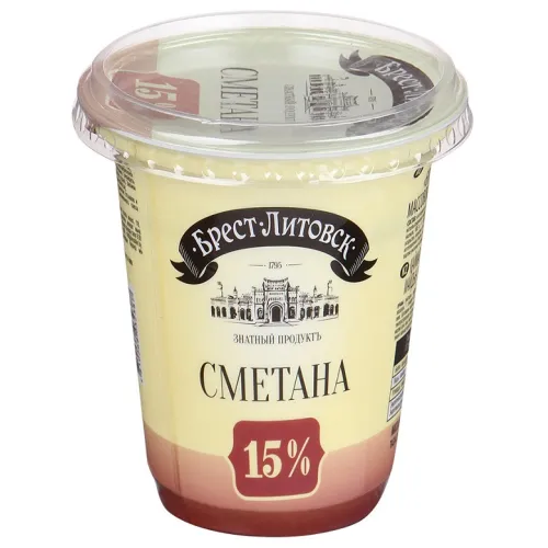 Сметана Брест-Литовск 15% 300г БЗМЖ