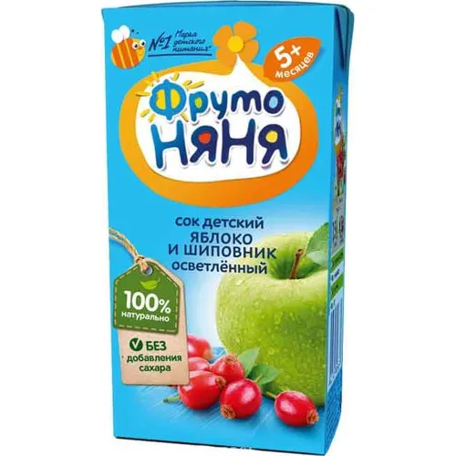 Сок ФрутоНяня из яблок и шиповника осветл. 200мл для детского питания ФрутоНяня Россия