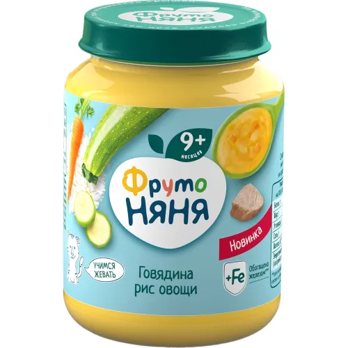 Пюре 190г ст/б овощи, рис, говядина АО Прогресс Россия