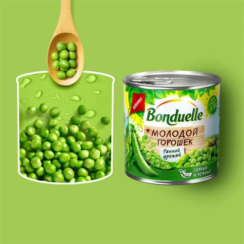 Горошек зеленый Bonduelle 400г ж/б Молодой Венгрия